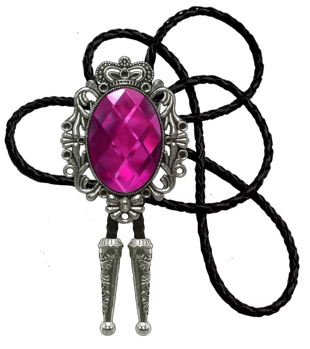 2461 Bolo Tie Natural Colors Stone Western Celtic Style Genuine and Cowhide